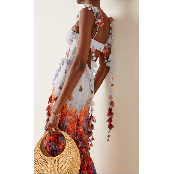 Zimmermann Wild Flower Botanica Petal Printed Linen-Silk Midi Dress Size 3 NWT - Picture 2 of 16
